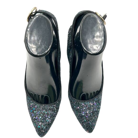Shelly's London‎ Women's Chester Slingback Glitter Block Heel Pumps Size 6.5 - Picture 3 of 15